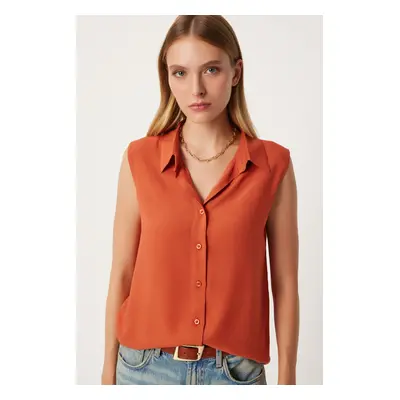 Happiness İstanbul Women's Tile Sleeveless Viscose Shirt