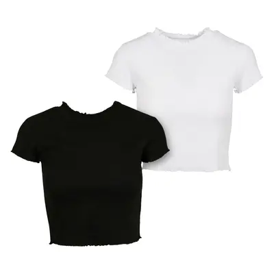 Dámské triko Cropped Rib 2-Pack černá/bílá