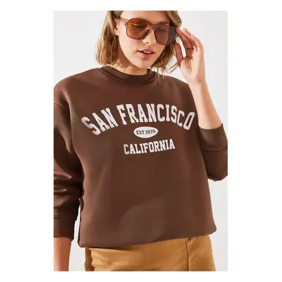 Bianco Lucci Women's Triple Thread Raised San Francisco Printed Sweatshirt MBHS006