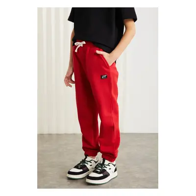 GRIMELANGE EVANS-GRM24014 75% cotton 25% polyester ornamental label raising yarn boy jogger Red 