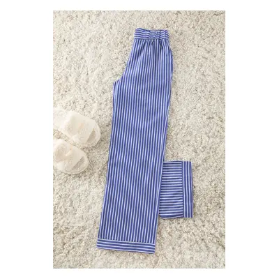 Trendyol Blue Striped Wide Leg Woven Trousers