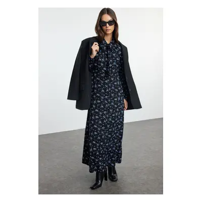 Trendyol Black Floral Woven Shirt Dress