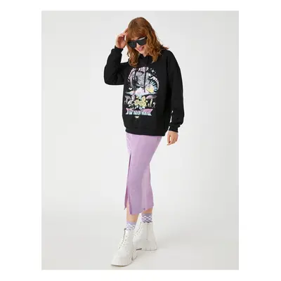 Koton Printed Sweatshirt Hooded Long Sleeve Fleece Inner