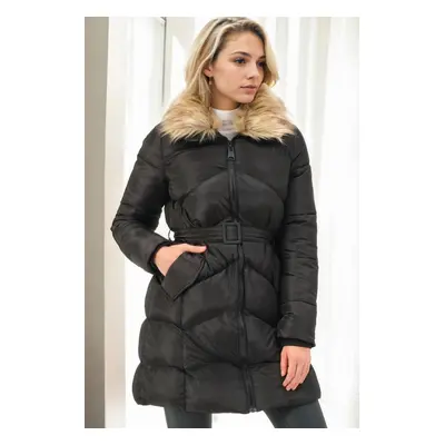 Z6767 DEWBERRY WOMEN'S COAT-BLACK-1