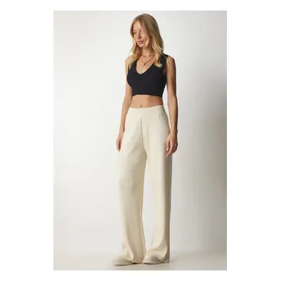 Happiness İstanbul Women's Cream Corduroy Sweater Pants