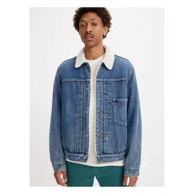 Levi&#39;s Modrá pánská džínová bunda Levi's® Type Sherpa Trucker Fall Bre - Pánské