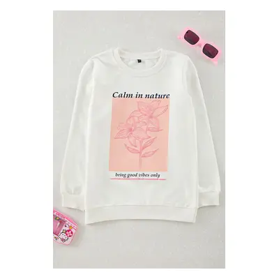 Trendyol Ecru*001 Girl Printed Knitted Sweatshirt