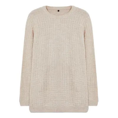 Trendyol Stone Regular Crew Neck Textured Knitwear Sweater