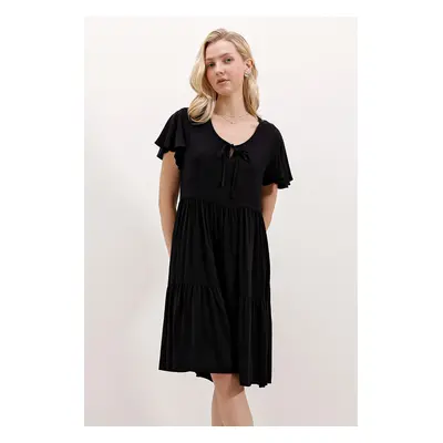 Bigdart V-Neck Short Dress - D. Black