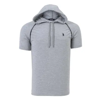 T8570 DEWBERRY HOODED PÁNSKÉ TRIČKO-PLAIN GREY