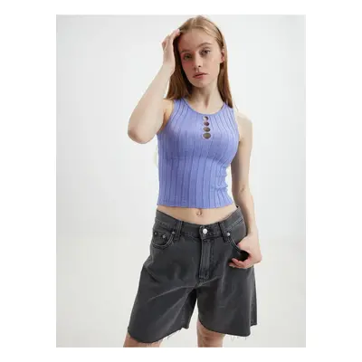 Světle fialové crop top tílko Noisy May Frey - Dámské