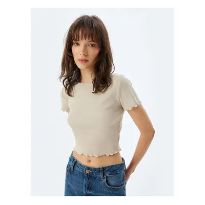 Koton Short Sleeve Crew Neck Cotton Crop T-Shirt