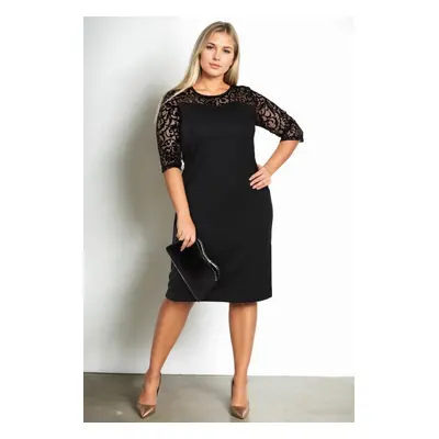 52457 Dewberry Plus Size Dress-BLACK