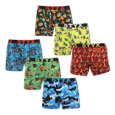 6PACK pánské boxerky Styx long art sportovní guma vícebarevné