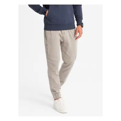 Ombre Men's knit joggers with pleats - ash