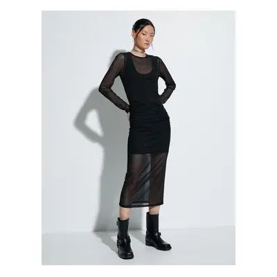 Koton Transparent Dress Slim Fit Long Sleeve