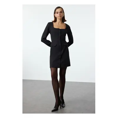 Trendyol Black Pocket Detailed Mini Woven Jacket Dress