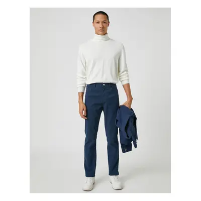 Koton Basic Gabardine Pants with Buttons, Pocket Detailed.