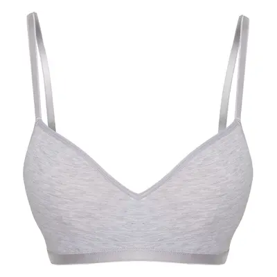 Trendyol Grey Melange Cotton Non-Padded Non-wired Covered Rope Strap T-Shirt Bra Knitted Bra