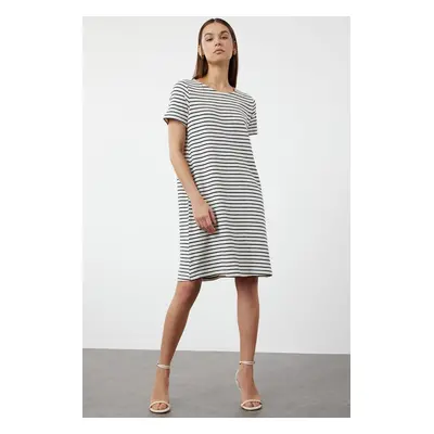 Trendyol Ecru Mini Knitwear Striped Dress