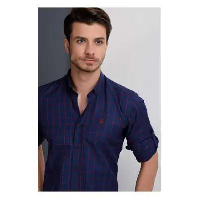 G658 DEWBERRY MEN'S SHIRT-NAVY-BURGUNDY