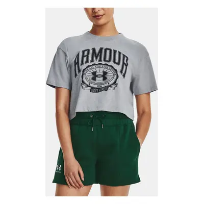 Under Armour Tričko UA COLLEGIATE CREST CROP SS-GRY - Dámské