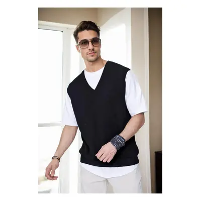 26088 Dewberry V-Neck Mens Sweater-BLACK