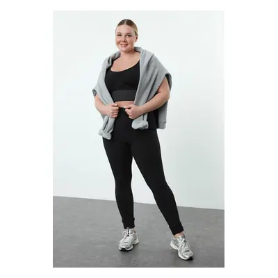 Trendyol Curve Black Brushed Scuba Full Length Sports Leggings