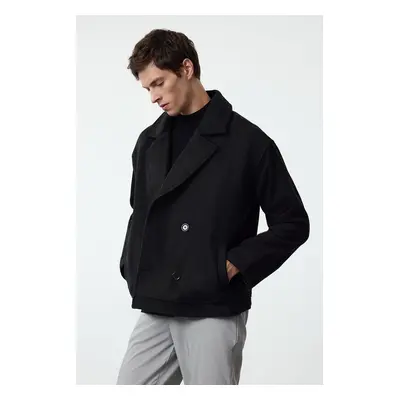 Trendyol Black Regular Fit Short Double Breasted Winter Stash Coat