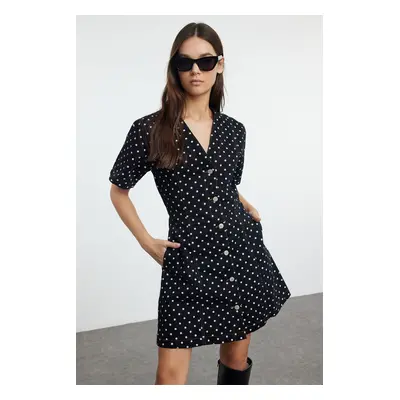 Trendyol Black Polka Dot Mini Denim Dress