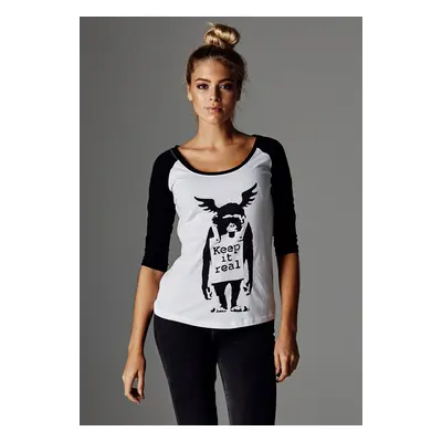 Dámské značkové tričko Banksy´s Graffiti Ape Raglan Wht/blk