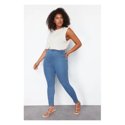 Trendyol Curve Blue Leggings Look Ektra Flexible Skinny Jeans