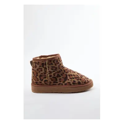 Trendyol Leopard Flatform Brown Short Heeled Women's Boots