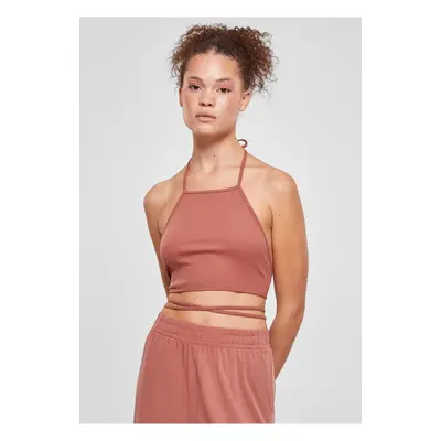 Ladies Rib Trapeze Cropped Top terakota