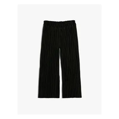 Koton Wide Leg Trousers Elastic Waist Textured