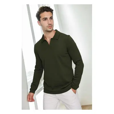 86813 Dewberry Polo Neck Long Sleeve Knitwear-Khaki