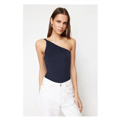 Trendyol Navy Blue Single Sleeve Stretch Snap Knitted Body