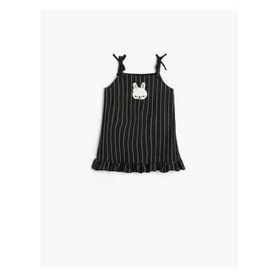 Koton Strappy Dress with Rabbit Applique and Pocket Detail