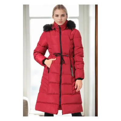 Z6758 DEWBERRY WOMEN'S COAT-PLAIN BURGUNDY