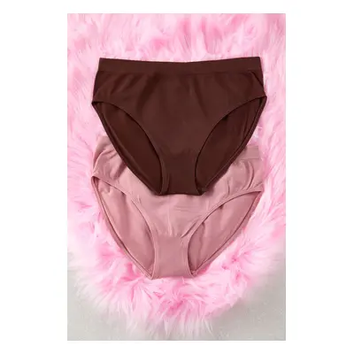 Trendyol Brown-Dry Rose 2-Pack Seamless Hipster Knitted Panties