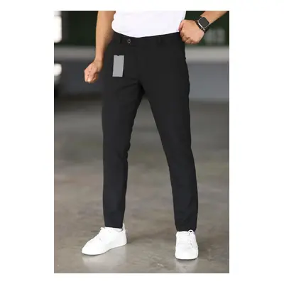 47676 Dewberry Italian Cut Elastic Fabric Mens Trousers-BLACK