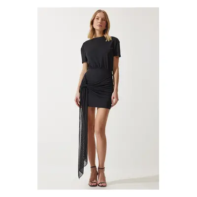 Happiness İstanbul Women's Black Tulle Detailed Mini Dress