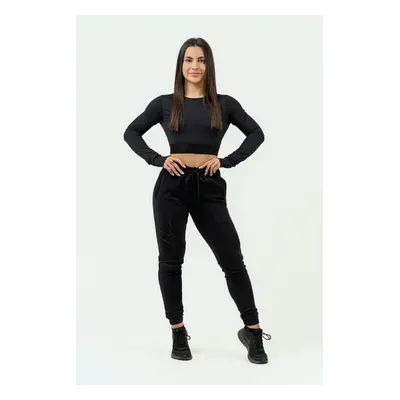 Dámský top Nebbia Intense Women's Long Sleeve Crop Top Perform Black