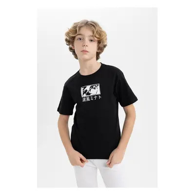 DEFACTO Boys' Crew Neck Printed Short Sleeve T-Shirt