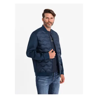 Ombre Men's quilted bomber jacket - navy blue