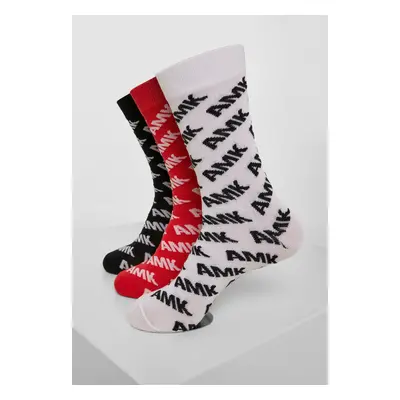 AMK Allover Socks 3-Pack černá/červená/bílá