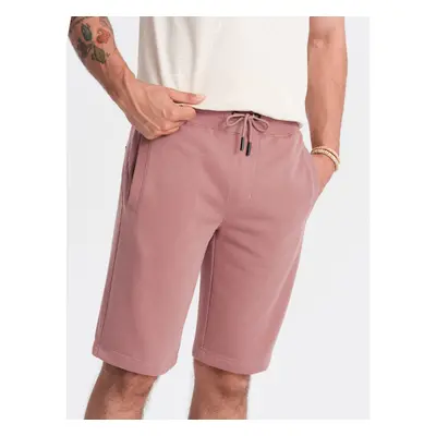 Ombre Men's BASIC cotton sweat shorts - dark pink