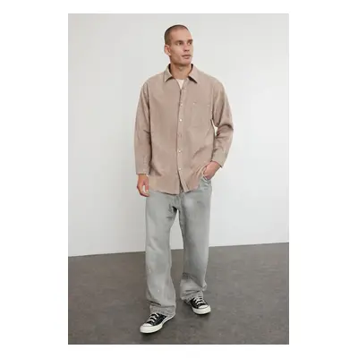 Trendyol Beige Oversize Fit Cashmere Winter Textured Shirt