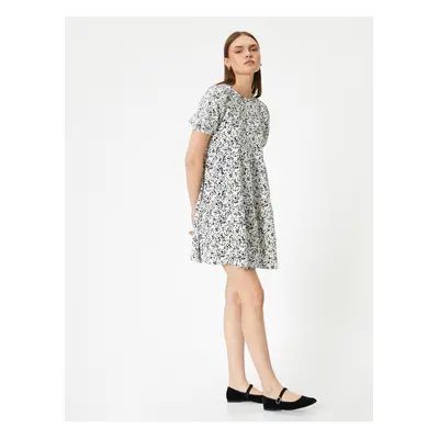 Koton Mini Polka Dot Dress Short Sleeves Round Collar Comfortable Fit