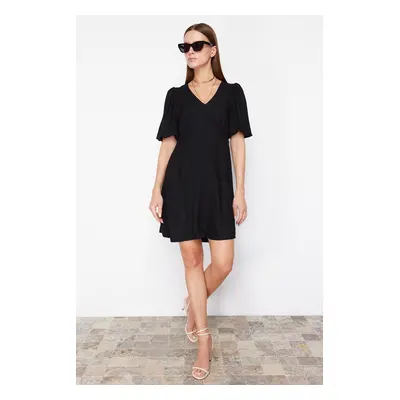 Trendyol Black Skirt Flounced Balloon Sleeve Woven Dress